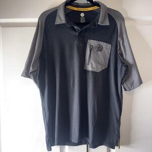 BRP Polo Shirt Mens Medium Blue Gray Colorblock Zip Pocket Motorcycle Riding